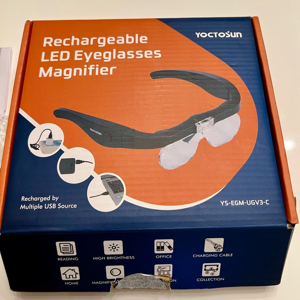 Rechargeable LED Magnifying Eyeglasses — Black